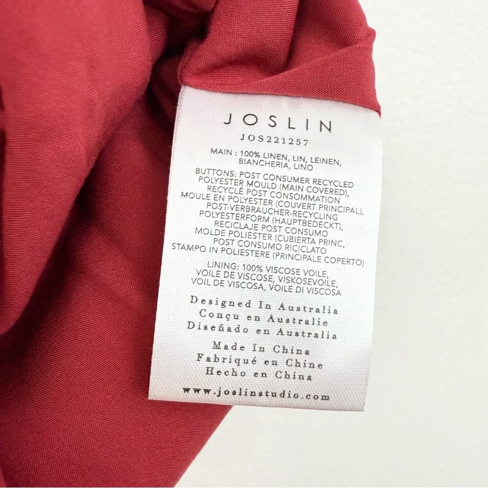 Joslin Studio Danielle Linen Midi Dress Cherry Red Cutout Halter NWT Size 10 - Picture 4 of 6